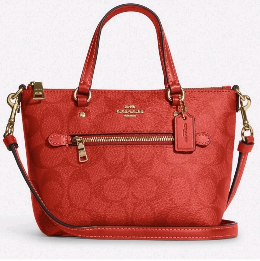 Coach‎ Mini Gallery Crossbody In Signature Canvas Miami Red NWT
